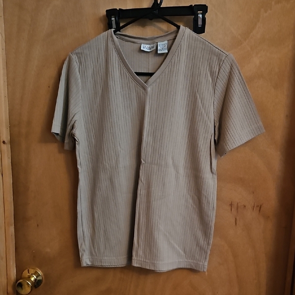 Classic Elements Tan Short Sleeve Tee V-Neck - Picture 1 of 3